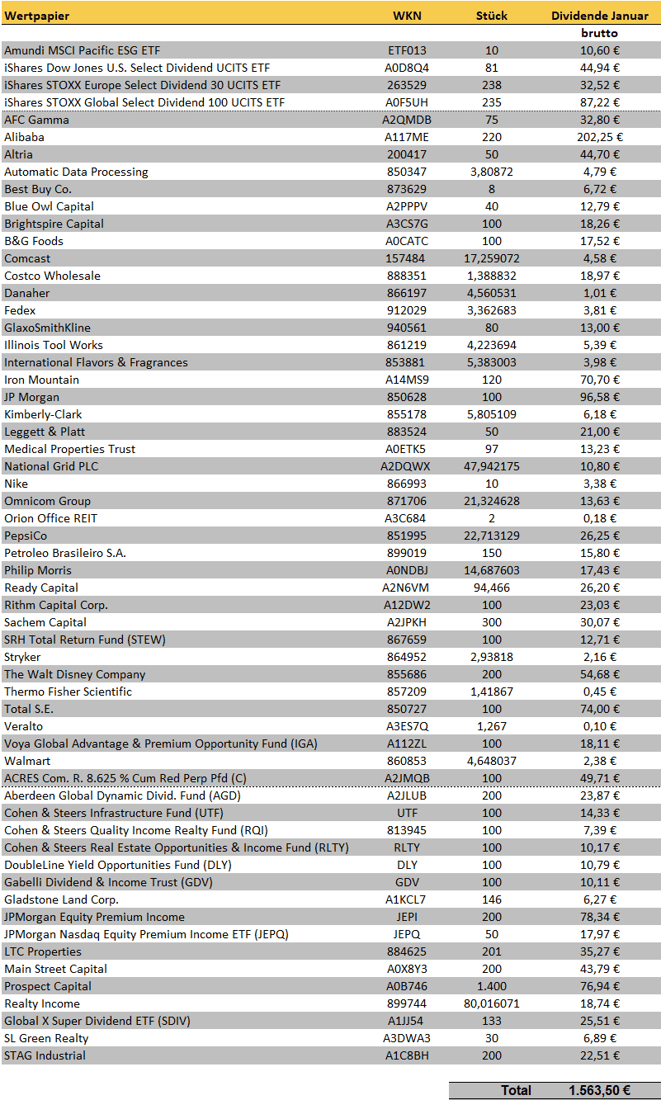 freaky finance, Dividenden Januar 2024