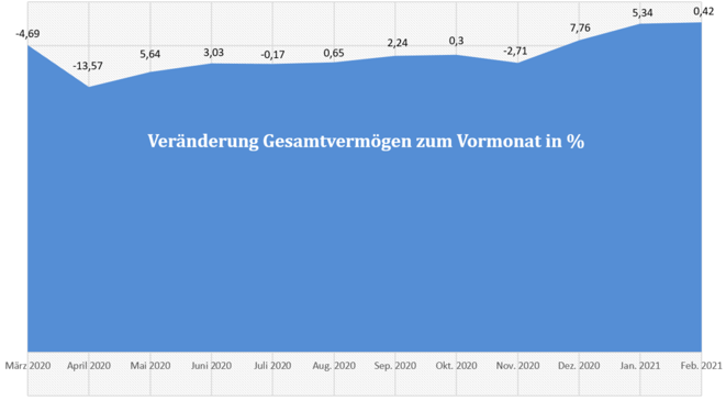 freaky finance, Gesamtvermögen, prozentuale Veränderungen der letzten 12 Monate, Diagramm