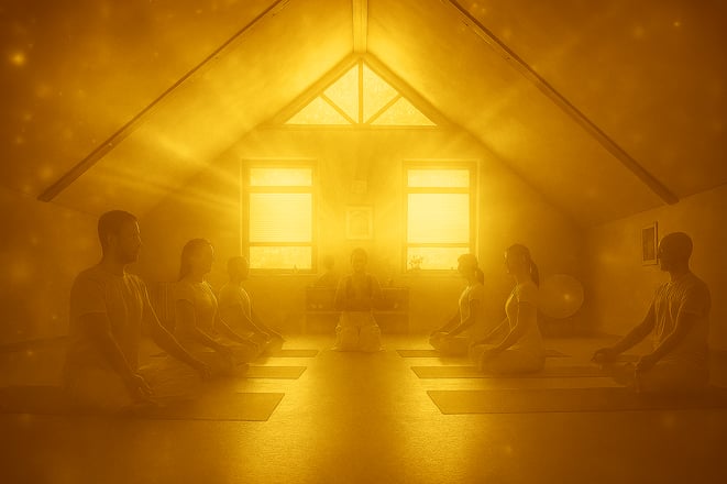 Menschen in Meditation Gold