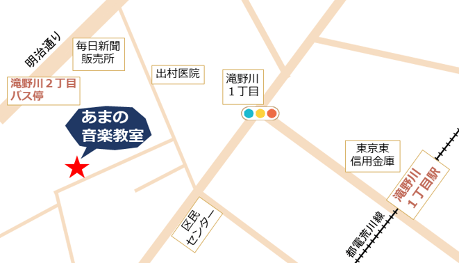 あまの音楽教室までの地図です。
