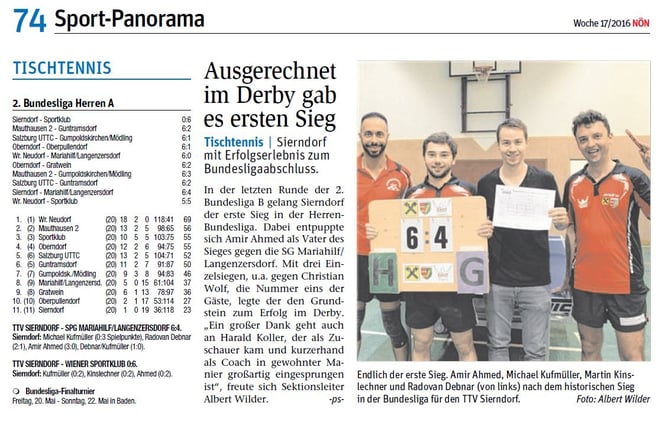 Auch die Korneuburger NÖN honorierte unseren Erfolg!