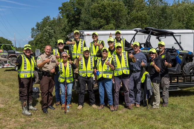 We partnered with the Cass County Sheriff's Dept to create a Search & Rescue ATV Team, assisting deputies with searches and at community events, and serving as Trail Ambassadors to monitor the Soo Line North ATV Trail near Remer. 