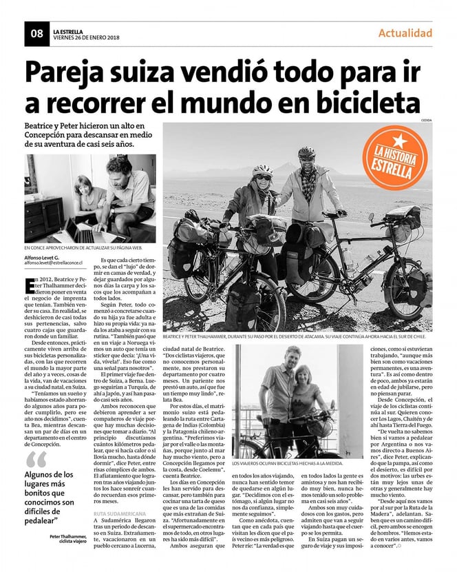 Interview in der Tageszeitung "La Estrella" in Concepcion.