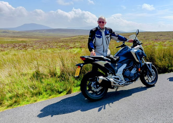 Dave now has a Honda NC750X - and 'loves' his rides out into the mountains of Wales.