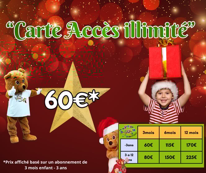 Les P’tits Fous vous propose sa  “Carte Accès Illimité” À offrir pour Noël !