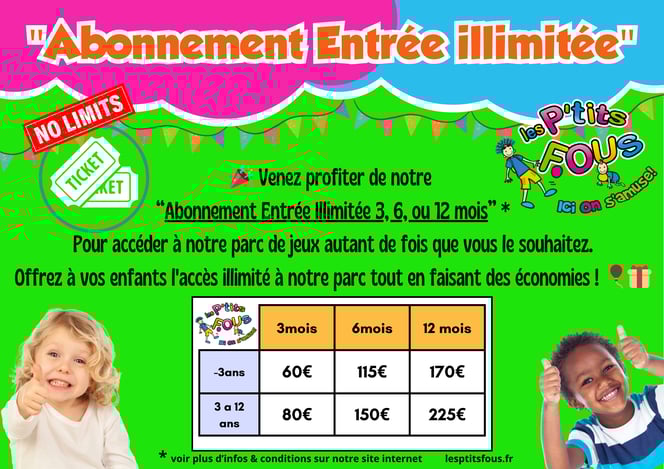Les P'tits Fous vous propose sa "Carte Accès illimité" 