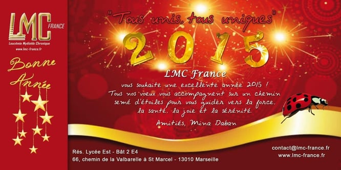lmc france Agenda bonne annee 2015 voeux santé bonheur reussite leucemie myeloide chronique guerison recherche espoir