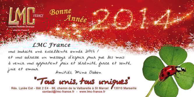 bonne annee Agenda 2014 lmc france cml leucemie myeloide chronique lmc cml leukemia leucémie myéloïde  cancer sang