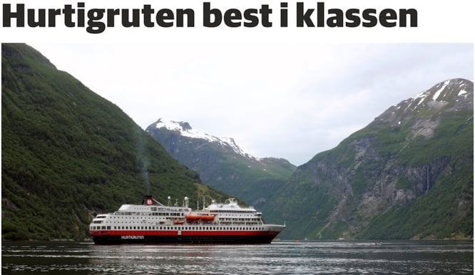 Hurtigruten har sett lyset. Her fra avisen Nordlys.