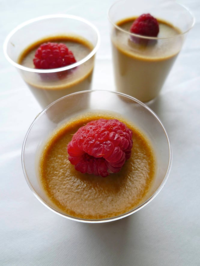 Lakris i dessert med bringebær