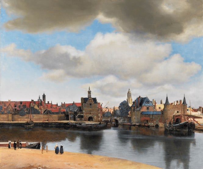 Johannes Vermeer: «Vista de Delft», 1660-1661, óleo sobre lienzo, 96,5 cm × 115,7 cm (fuente: wikipedia)