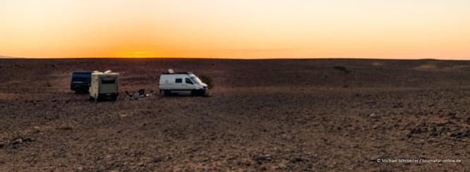 Unser Wohnmobil Lager in der Erg Chegaga