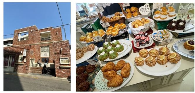 弘大の「CAFE LAYERED」 甘すぎないクリームとサクサクのスコーン。いくらでも食べられるおいしさ。店員さんもかわいくて、日本語でたくさんほめてくれた。