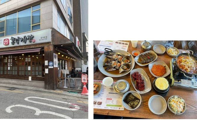 弘大の「ホンイッケジャン」 初のカンジャンケジャン。店員さんが全部日本語で優しく説明してくれた。おいしさ倍増でご飯が進む。