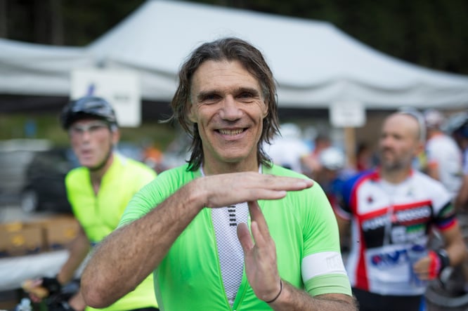 Frank Wörndl geschafft nach dem Ötztaler 2016 © Ötztal Tourismus