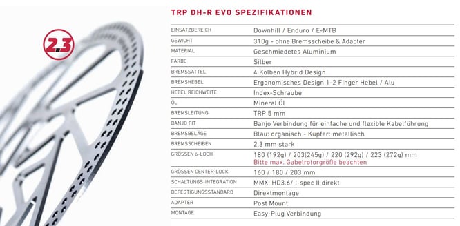 TRP DH-R Evo Spezifikationen