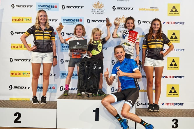 Foto Martin Bihounek: Trophy-Teilnehmer Andi Goldberger ist auch bei der SCOTT Junior Trophy als Vorausfahrer für die Kids dabei – schon am Trophy-Freitag geht er mit den Kids und Trophy-Sieger Wolfi Krenn auf eine gemeinsame Bike-Tour