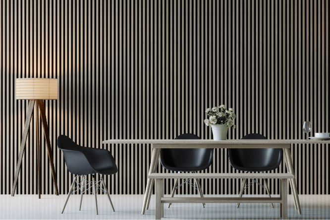 Wandpanelen: decoratieve houten latjes wand in de woonkamer