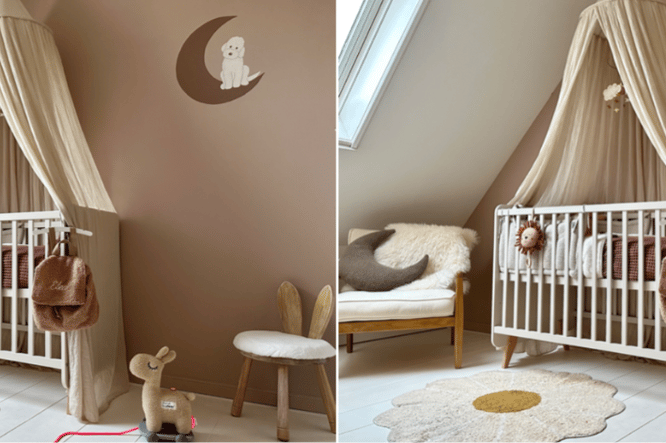 Binnenkijken babykamer met warme aardetinten
