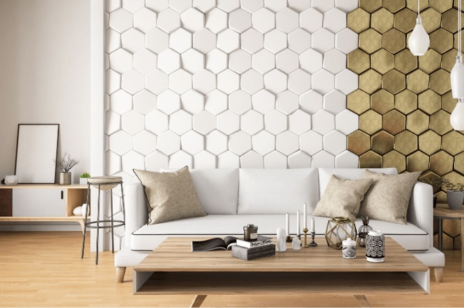 Hexagon muur en wanddecoratie en tegels