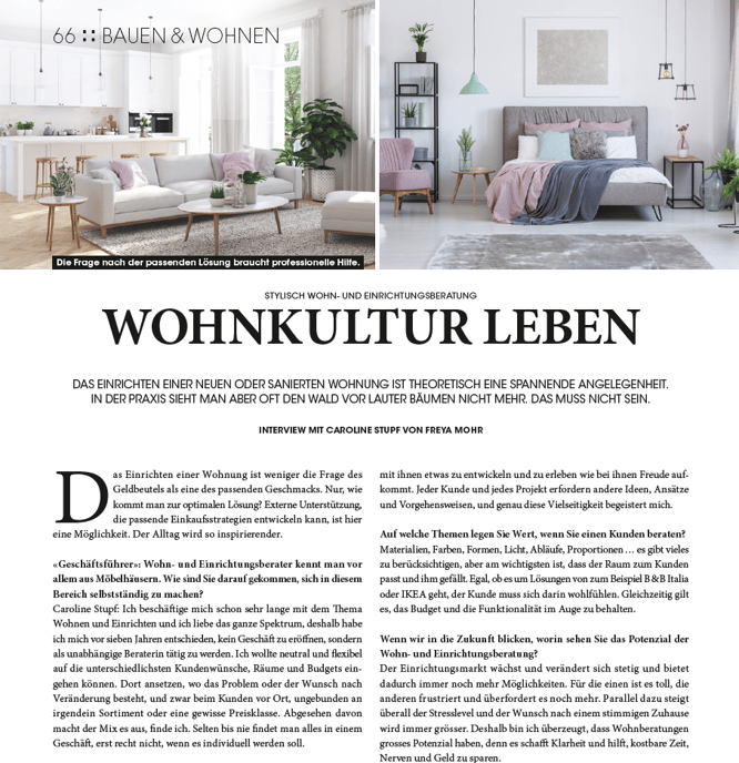 Interview im Geschäftsführer mit Caroline Stupf stylisch Wohnberatung zum Thema Wohnkultur leben Einrichtungsberatung Interior Design Innenarchitektur schöner wohnen