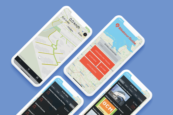 neue App: Biketour.Guide. Fahrradfahrer können damit Touren planen und intereressante Orte und Ziele entdecken. 