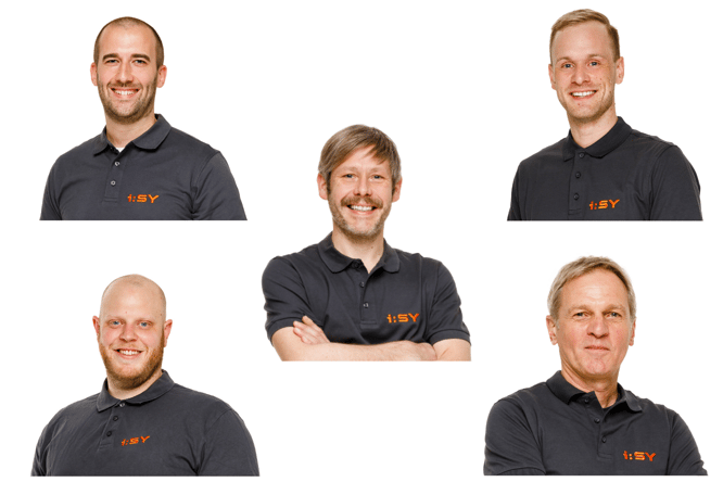 i:SY - l.o.: Tobias Nützel, l.u.: Oliver Möller, Mi: Bastian van Velthoven, r.o.: Rene Achilles, r.u.: Torsten Becker