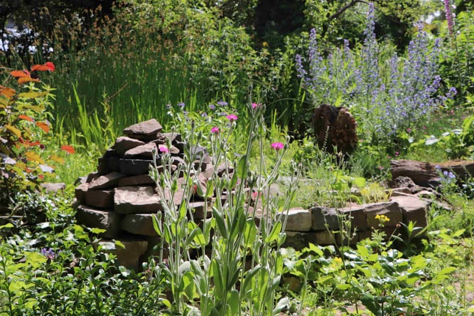Naturgarten mit Steinhaufen