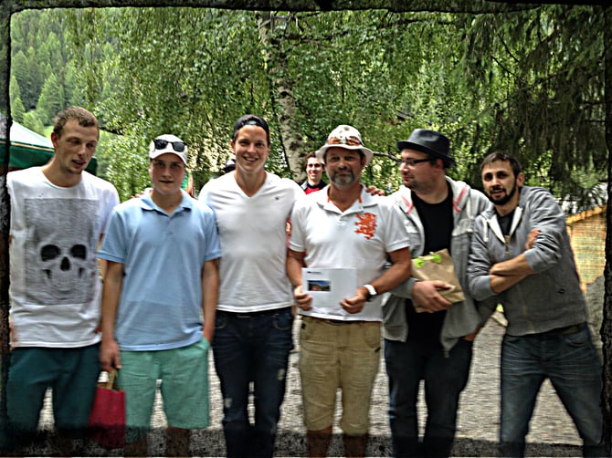 2. Platz Michael Ebiner, Joachim Meyer 1. Platz Kevin Lötscher, Geni Lehner 3. Platz René Bellwald, Stefi Rieder (von links)