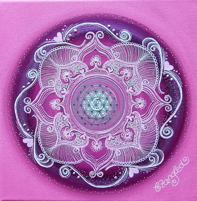 Seelenmandala btangled in den Farben magenta, rose, www.passion-of-nature.ch