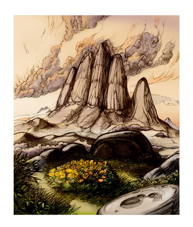  Montagne surréaliste - Agni-Yoga -Tableau huile sur toile - Réalisme métaphorique - Roerich - Metaphorical realist painting