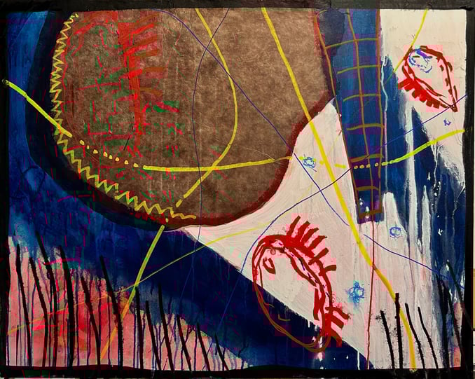 N. (Blick ins Innere), +2, Mischtechnik mit Collage auf Dibond, 80x100 cm