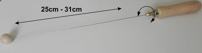 Einhandrute längenverstellbar von 25cm - 31cm mit Holzkugel und Holzgriff