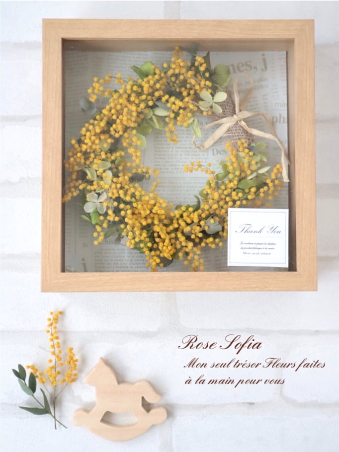 ミモザリースボックス21.5x21.5xW5 ￥7,500(税込)※季節商品3月～　