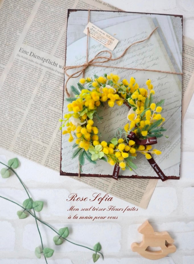 ミモザアンティークボードリース 20x30  ￥5,500(税込) 