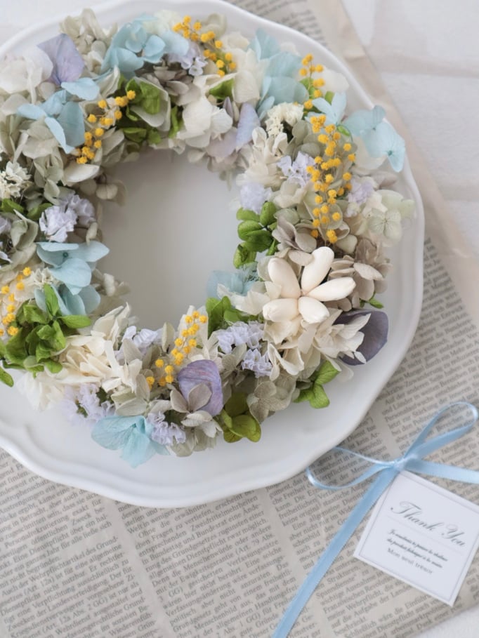 紫陽花のリース 19x19  ￥5,000(税込)