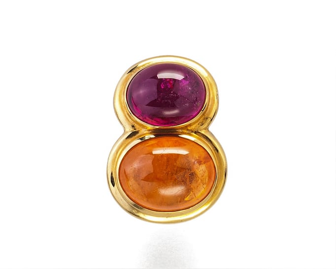 750 Gelbgold, Turmalin pink/Mandaringranat P.a.A. 