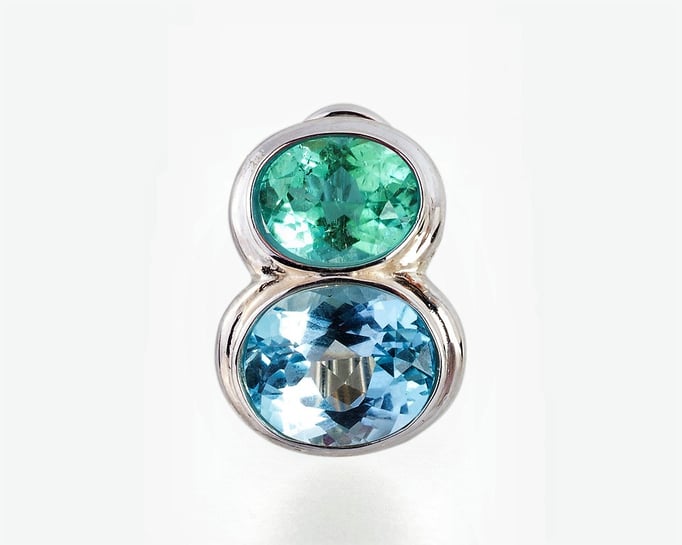 750 WG, Turmalin blaugrün/Aquamarin fac.  P.a.A. 