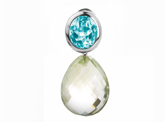 Riga (11x9) mit Blautopas swiss blue € 580,00 mit Katharina (20x15) Lemonquarz € 325,00 ( Paar)