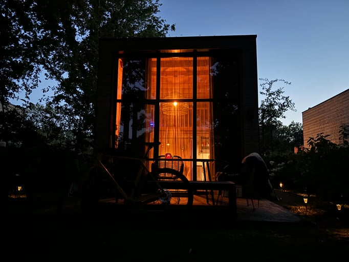 Tiny House Old Oaks Gemütlichkeit am Abend