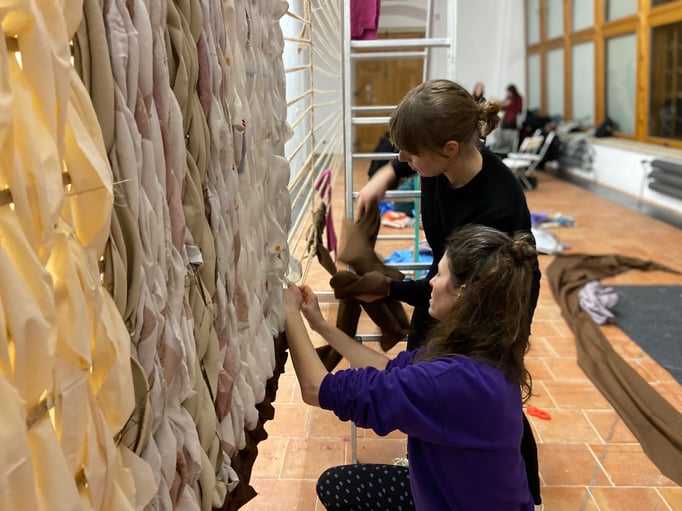 SALOON Praha at the Entrance Gallery with the curators Veronika Čechová, Tereza Jindrová, and the artist Johana Pošová. March 2020