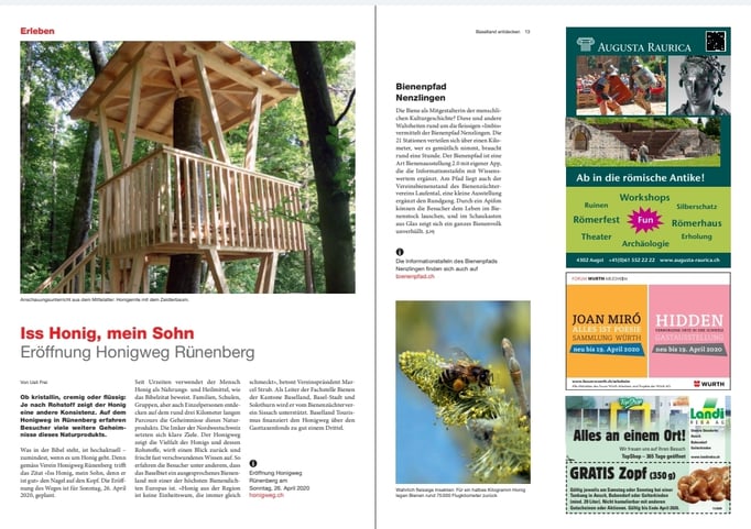 Honigweg Rünenberg Eröffnung am 26. April 2020