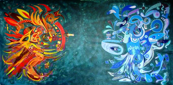 Sol y Luna IV 321x160 cm, acrylique sur toile, 08/2014.