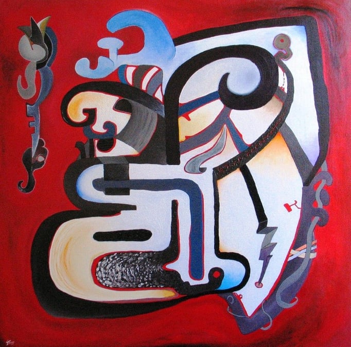 Tletontli («Petit feu» en langue Náhuatl), 100x100 cm, acrylique sur toile, 2010.