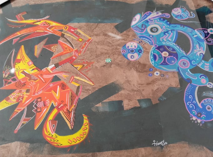 Sol y Luna XVII 60x40 cm Huile et acrylique sur amate. 2017