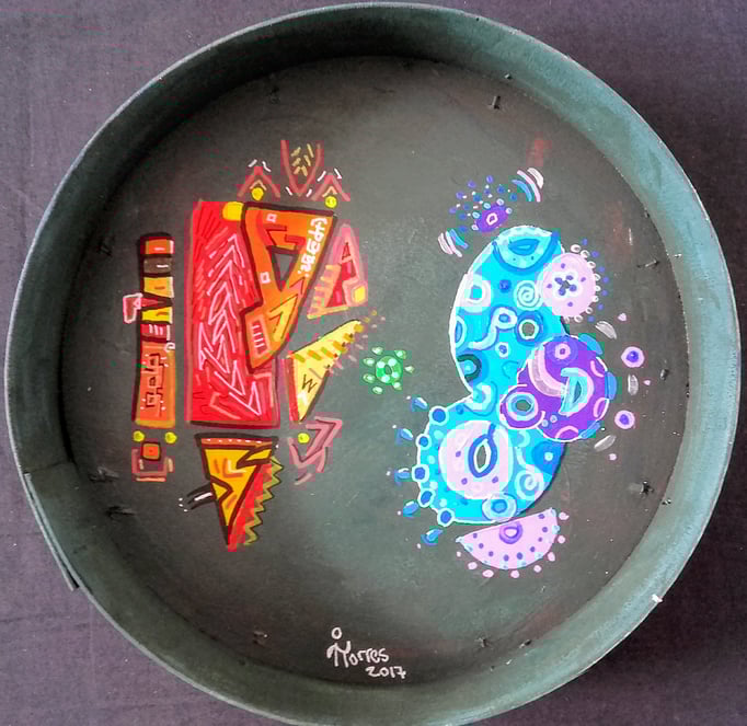 Sol y Luna XXII 24 cm Ø  Acrylique sur bois. 2017