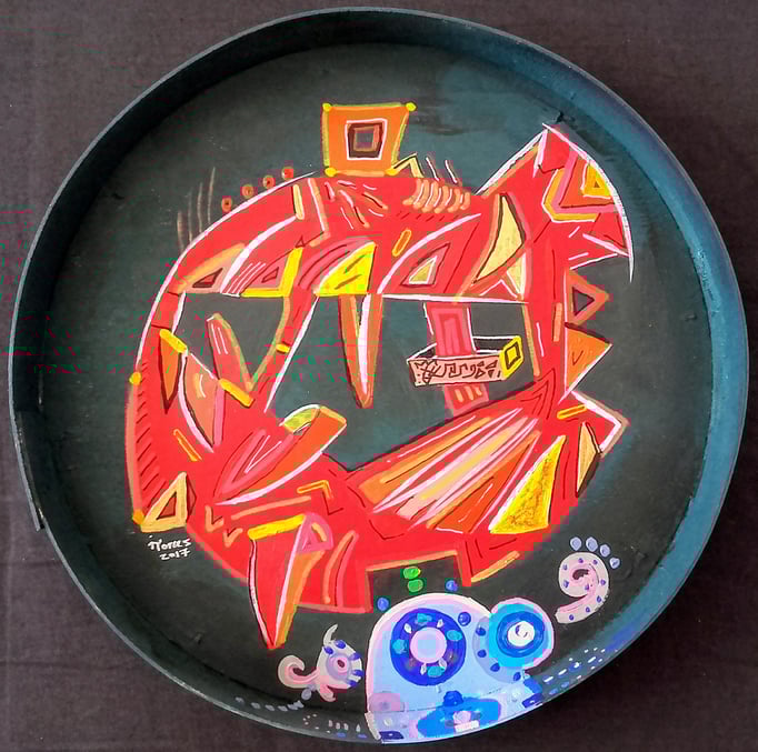 Sol y Luna XIII 24 cm Ø  Acrylique sur bois. 2017