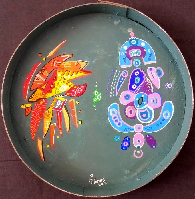 Sol y Luna XVI 24 cm Ø  Acrylique sur bois. 2017