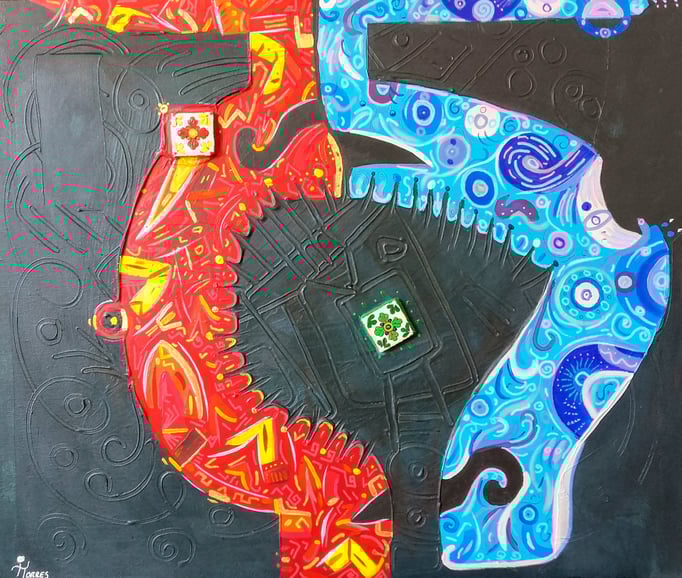 Sol y Luna XI 55x46 cm Huile et acrylique sur toile. 2017