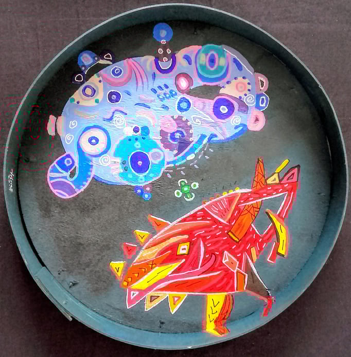 Sol y Luna XXIII 24 cm Ø  Acrylique sur bois. 2017